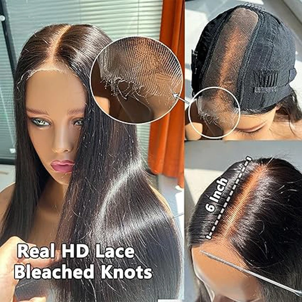 2X6 Lace Closure Bob Wig Human Hair Straight Glueless Wigs