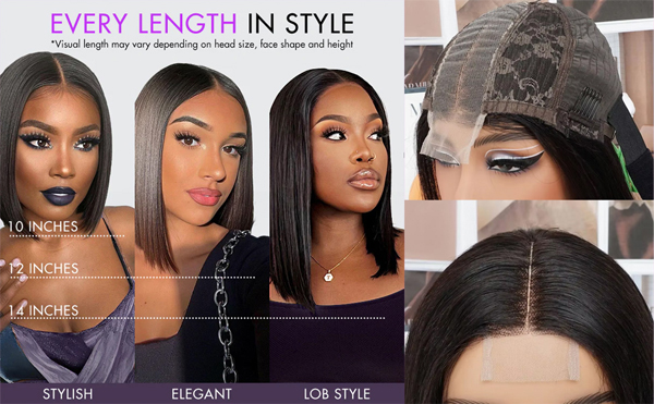 2X6 Lace Closure Bob Wig Human Hair Straight Glueless Wigs