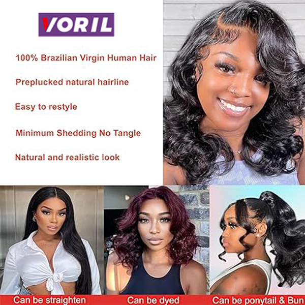 Body Wave Bob Wig Human Hair 13x6 Lace Front Wigs 