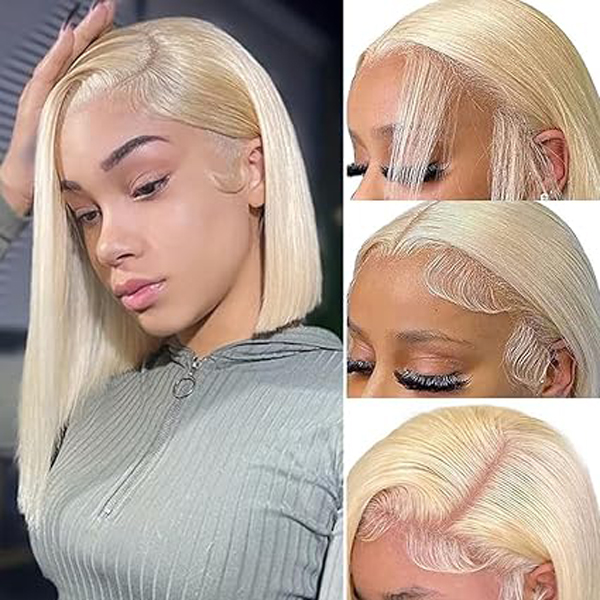 Blonde Bob Wig Human Hair Straight 13x6 Lace Front Wigs 