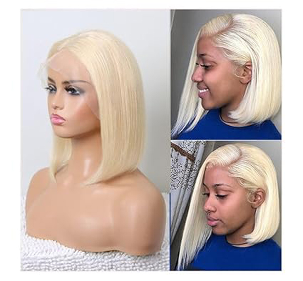 Blonde Bob Wig Human Hair Straight 13x6 Lace Front Wigs 