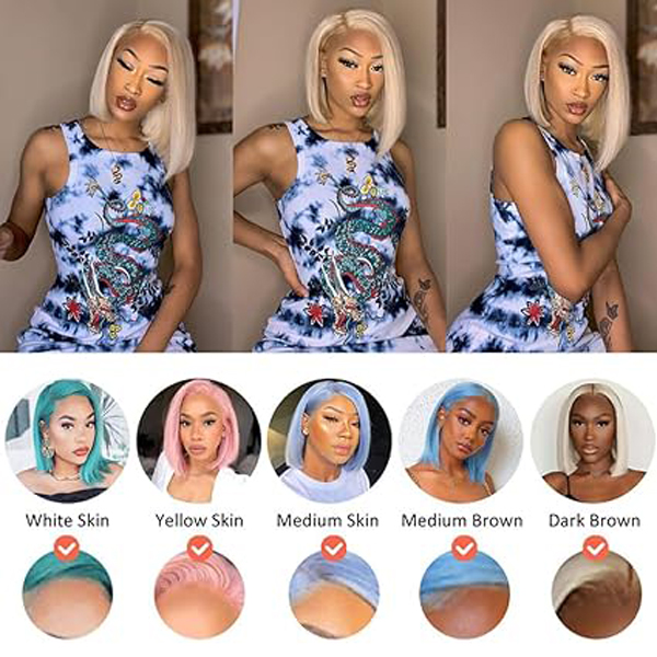 Blonde Bob Wig Human Hair Straight 13x6 Lace Front Wigs 
