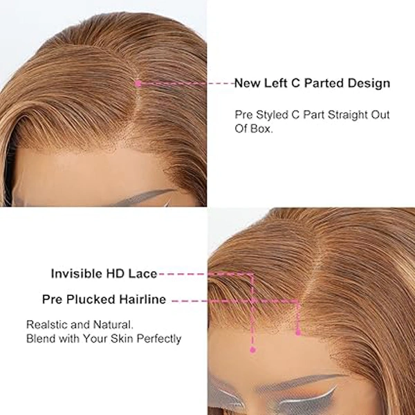 13x6 HD Lace Front Bob Wigs Highlight Straight Human Hair Wigs 