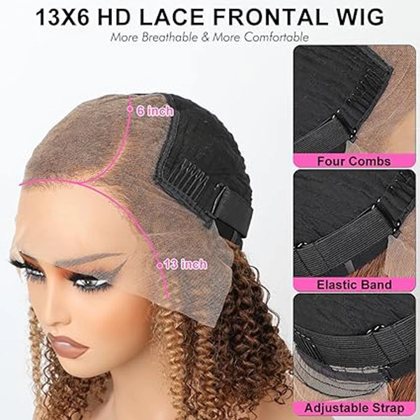 13x6 HD Lace Front Bob Wigs Highlight Straight Human Hair Wigs 