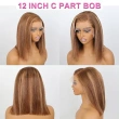 13x6 HD Lace Front Bob Wigs Highlight Straight Human Hair Wigs 