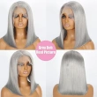 Grey Color13x6 Bob Lace Frontal Wig Human Hair Straight Wigs