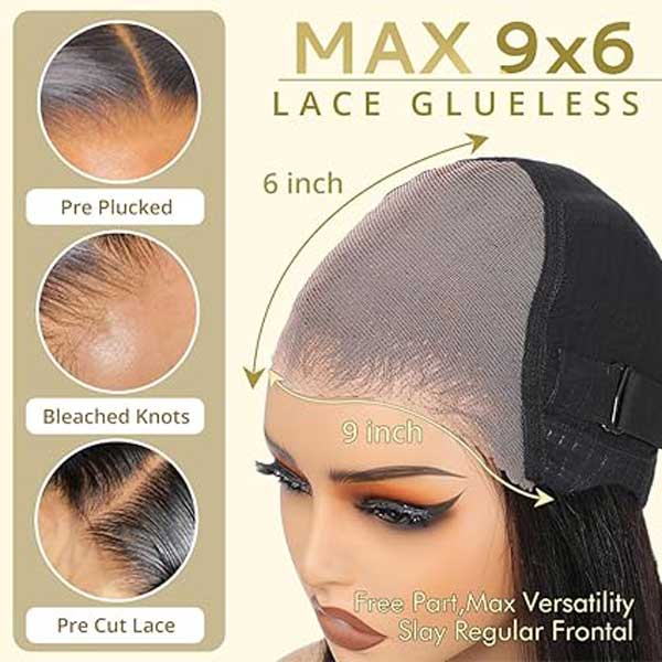 9x6 Bob Wig Human Hair Glueless Wigs Straight Hair 