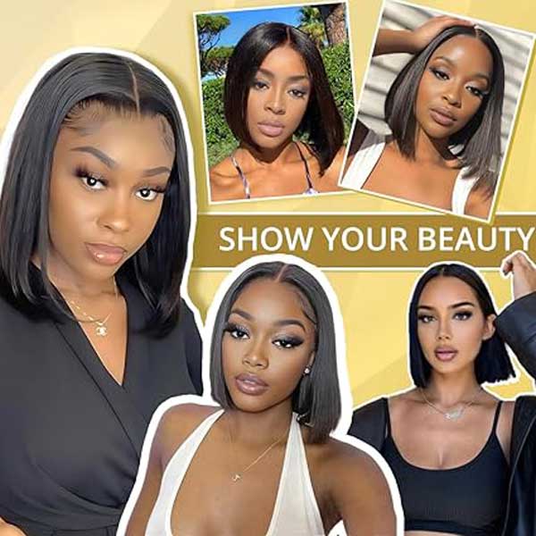9x6 Bob Wig Human Hair Glueless Wigs Straight Hair 