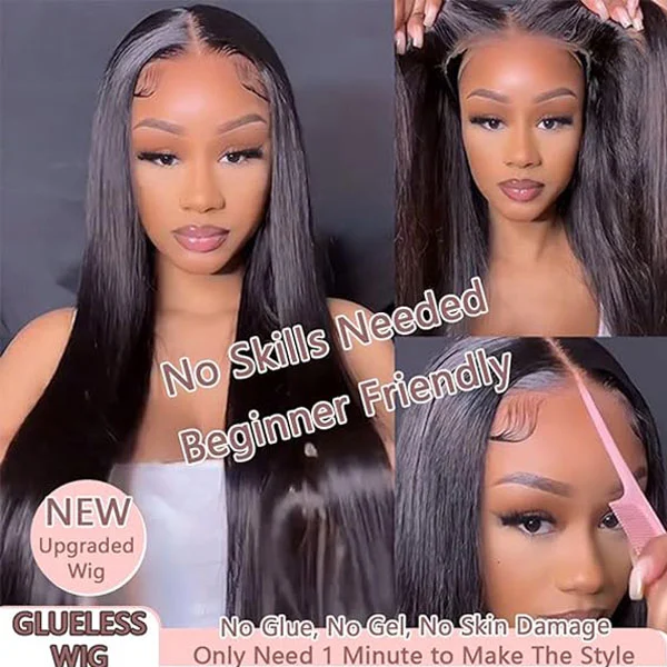 13x4 Wear and Go Glueless Wigs Human Hair Straight Lace Front Wigs