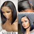 5X5 Short Straight Bob Wigs Human Hair Closure Wig