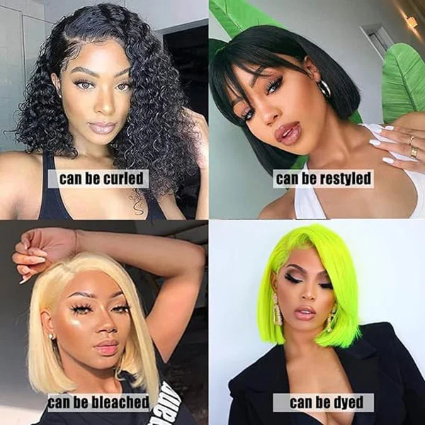 5X5 Short Straight Bob Wigs Human Hair Closure Wig