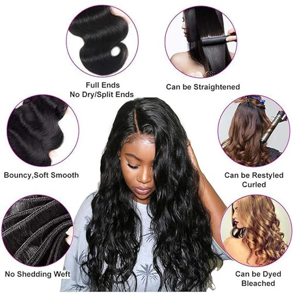 Body Wave Human Hair Bundles Natural Black Hair Extension