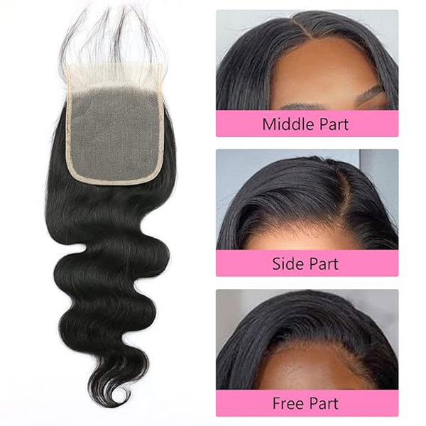 5X5 Transparent HD Lace Closure Body Wave Human Hair Natural Black