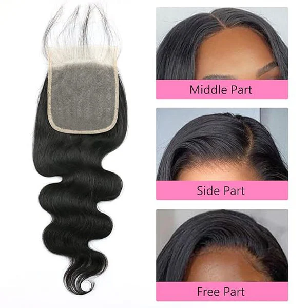 5X5 Transparent HD Lace Closure Body Wave Human Hair Natural Black