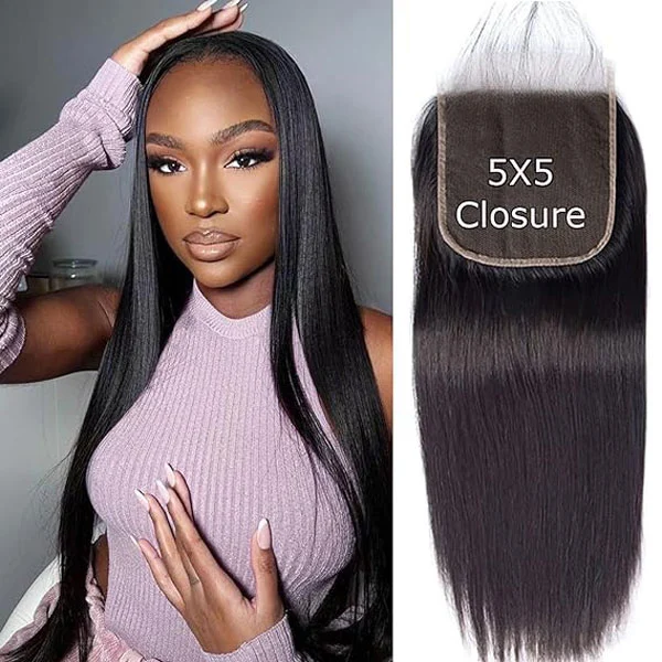 HD 5X5 Straight Transparent Lace Closure Human Hair