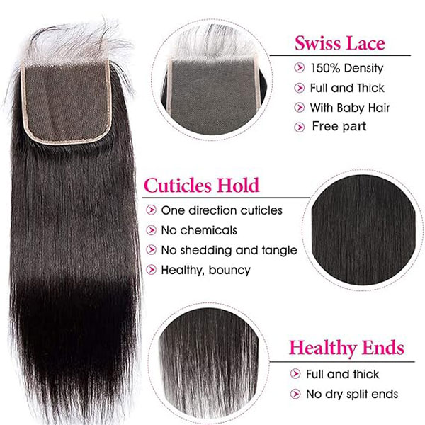 HD 5X5 Straight Transparent Lace Closure Human Hair