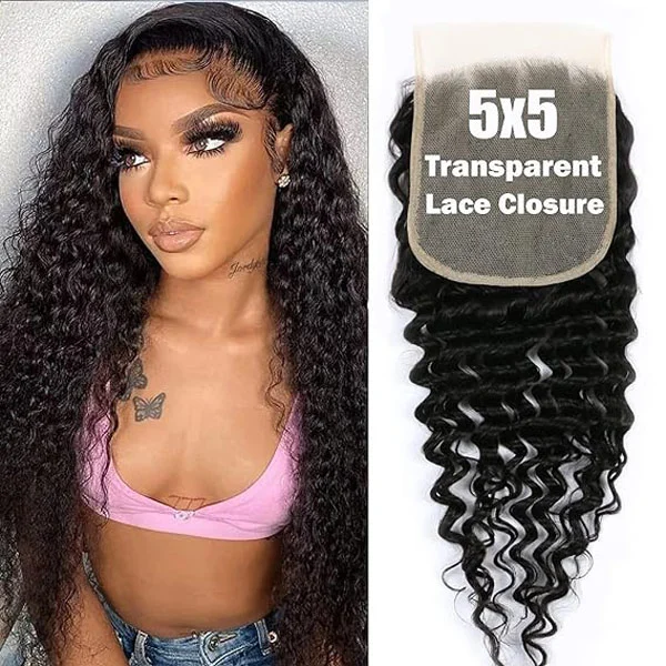 5x5 HD Human Hair Deep Wave Lace Closure