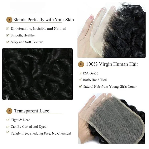 5x5 HD Human Hair Deep Wave Lace Closure