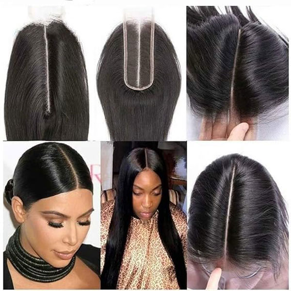 2x6 Lace Closure Straight 100% Human Hair Deep Middle Part