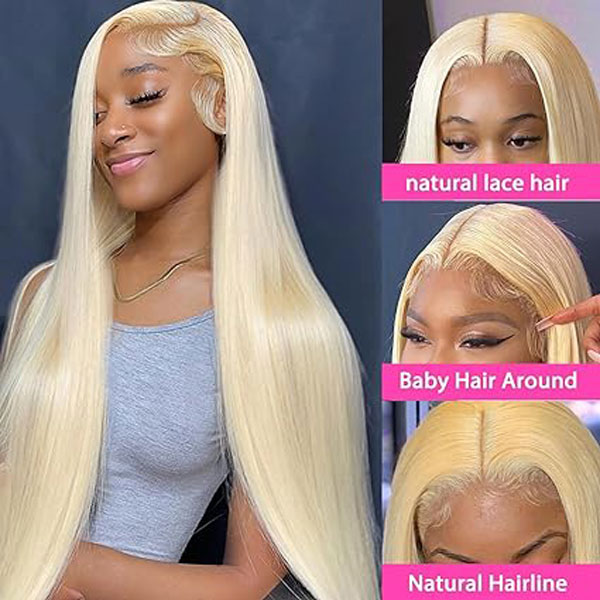 613 Blonde Lace Front Wig Human Hair 13x4 HD Straight Wigs