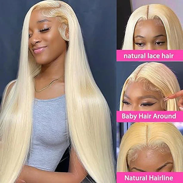 613 Blonde Lace Front Wig Human Hair 13x4 HD Straight Wigs