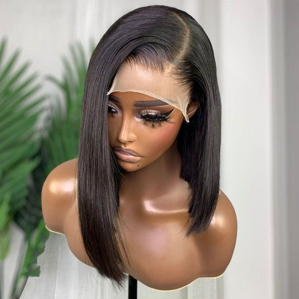 5x5 Real HD Straight Lace Glueless  Closure Bob Wig