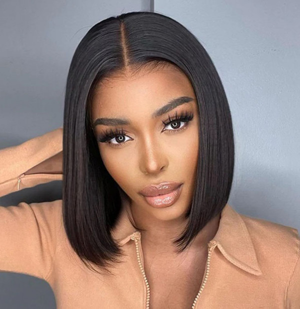 5x5 Real HD Straight Lace Glueless  Closure Bob Wig