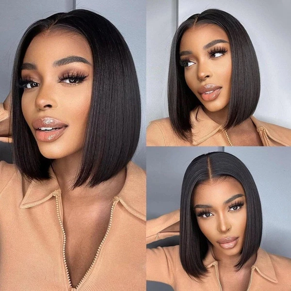 5x5 Real HD Straight Lace Glueless  Closure Bob Wig