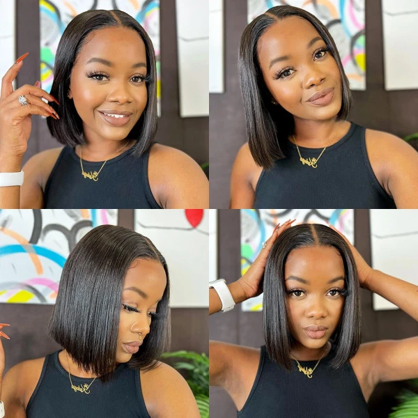5x5 Real HD Straight Lace Glueless  Closure Bob Wig