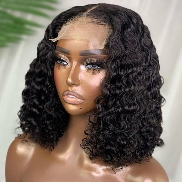HD Water Curly 5x5  Lace Closure Bob Wig