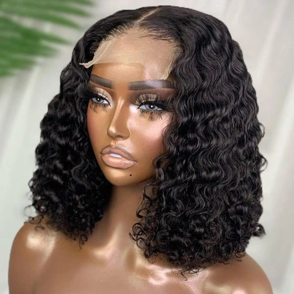 HD Water Curly 5x5  Lace Closure Bob Wig