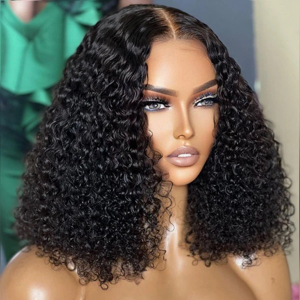 HD 5x5 Kinky Curly Lace Glueless Closure Bob Wig