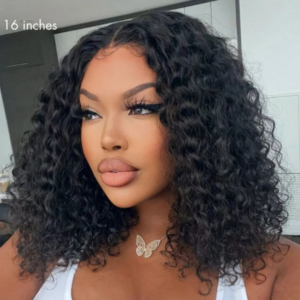 HD 5x5 Kinky Curly Lace Glueless Closure Bob Wig