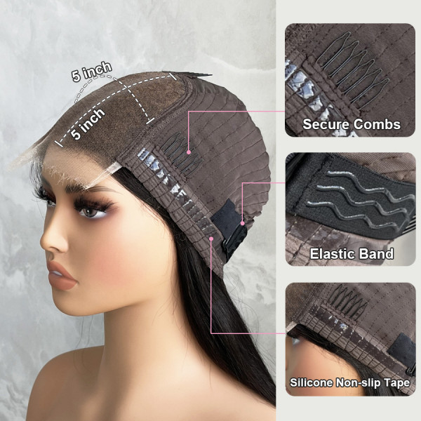 HD 5x5 Kinky Curly Lace Glueless Closure Bob Wig