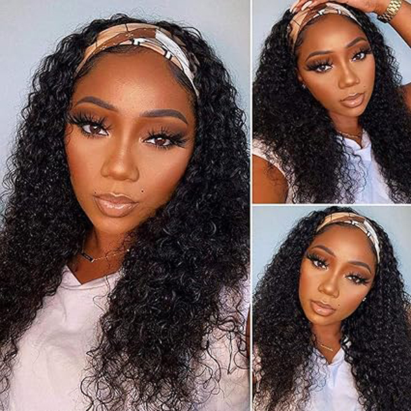 Headband Wig Human Hair Deep Wave Wig