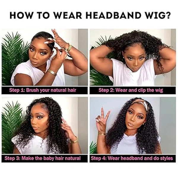 Headband Wig Human Hair Deep Wave Wig