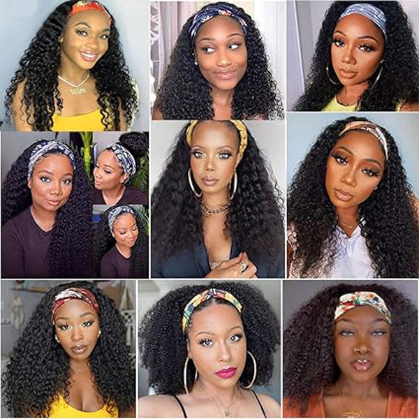 Headband Wig Human Hair Deep Wave Wig