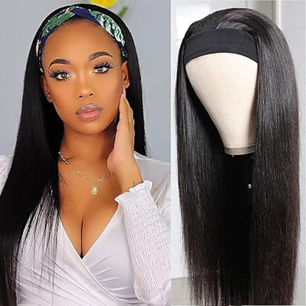 Headband Wig Human Hair Straight Wigs 