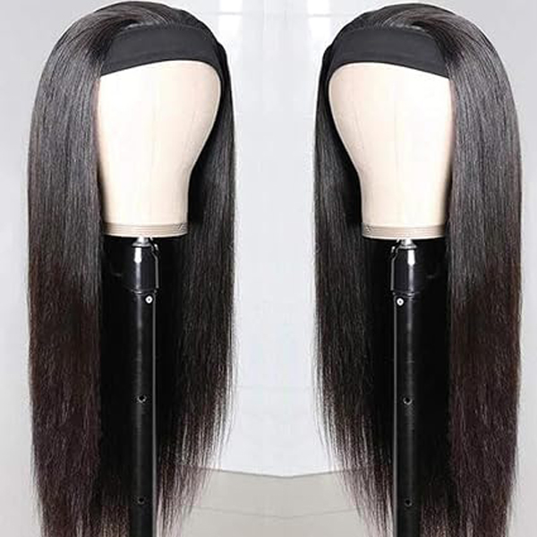 Headband Wig Human Hair Straight Wigs 