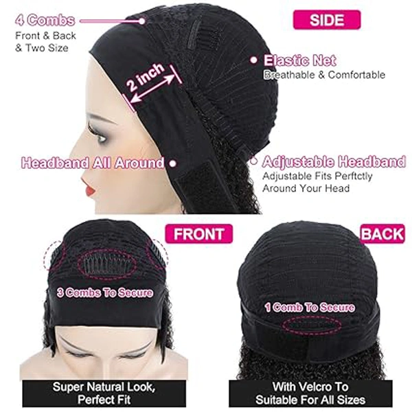 Human Hair Kinky Curly Headband Wigs 