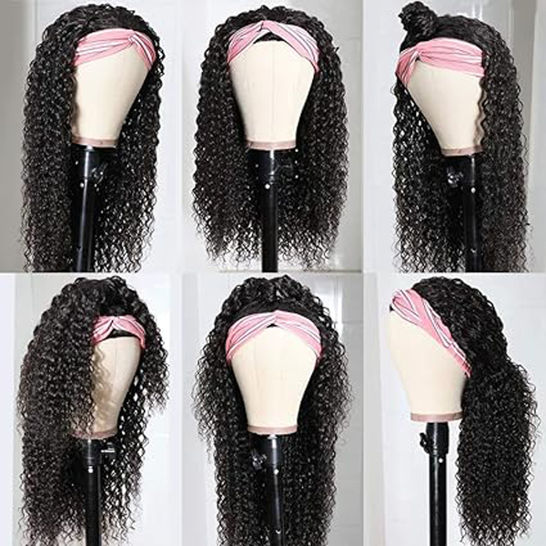 Human Hair Kinky Curly Headband Wigs 
