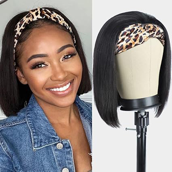 Straight Headband Wigs Human Hair Bob Wigs 