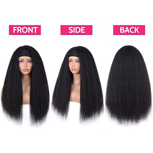 Headband Wig Human Hair Kinky Straight Guleless Wigs 