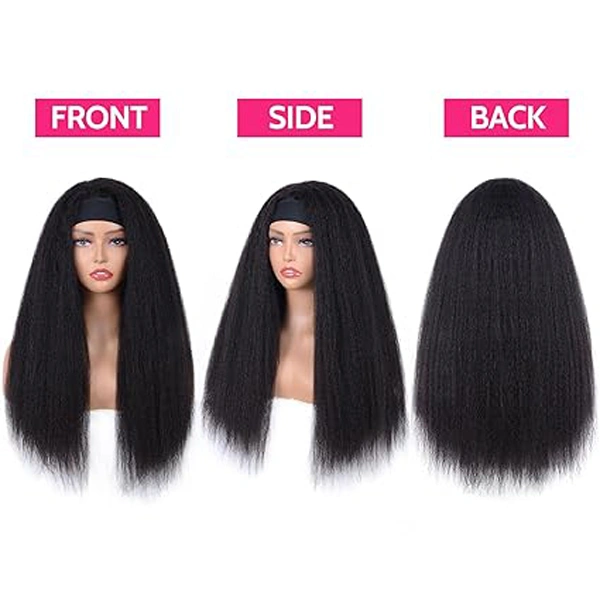 Headband Wig Human Hair Kinky Straight Guleless Wigs 