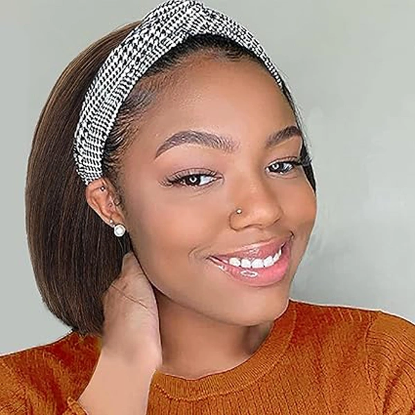 1B/30 Headband Wigs Human Hair Straight Bob Wigs 