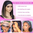 1B/30 Headband Wigs Human Hair Straight Bob Wigs 