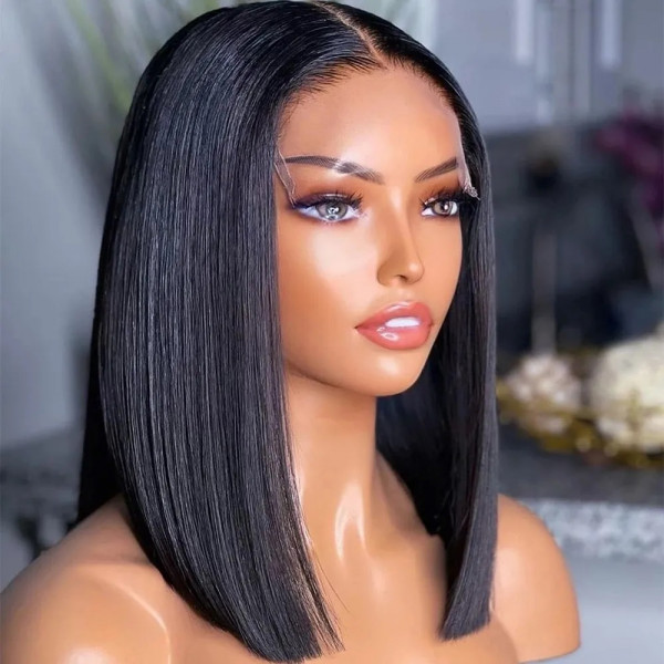 HD 5x5 Straight BOB Lace Glueless Closure Lace Wig Middle Part