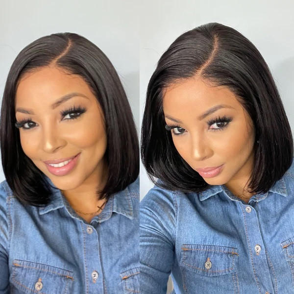 5x5 Real HD Straight Lace Glueless  Closure Bob Wig