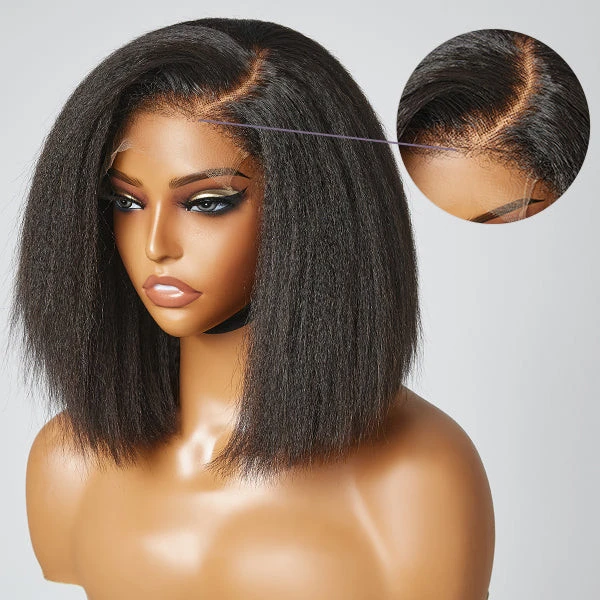 HD 5x5 Kinky Straight Glueless Lace Closure Wig BOB Wig 