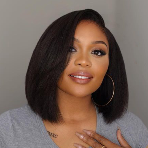 HD 5x5 Kinky Straight Glueless Lace Closure Wig BOB Wig 